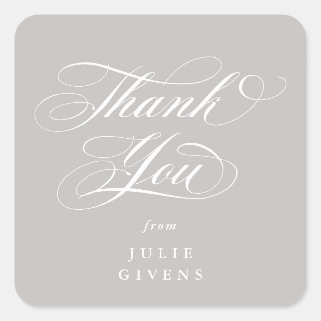 Adesivo Quadrado Latte Elegant Script Graduação Obrigado (Frente)