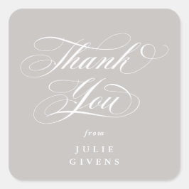 Adesivo Quadrado Latte Elegante Script Graduação Obrigado