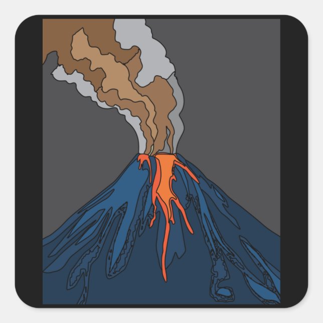Adesivo Quadrado Lava de Erupção vulcânica e Erupção Volcânica (Frente)