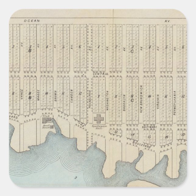 Adesivo Quadrado Lavallette City by Sea, Squan Beach, NJ (Frente)