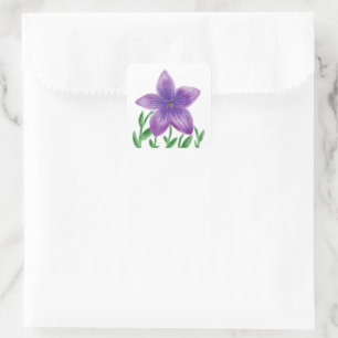 Adesivo Quadrado Lavanda de flor de aquarela