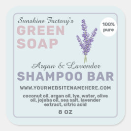 Adesivo Quadrado Lavanda de sabão Bar de champô Pastel azul Roxo
