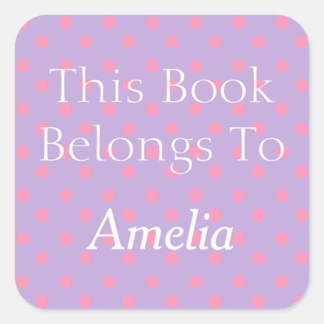 Adesivo Quadrado Lavanda e placa de Bolinhas rosa (Frente)