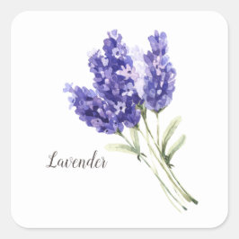 Adesivo Quadrado Lavanda Flores Aquarela