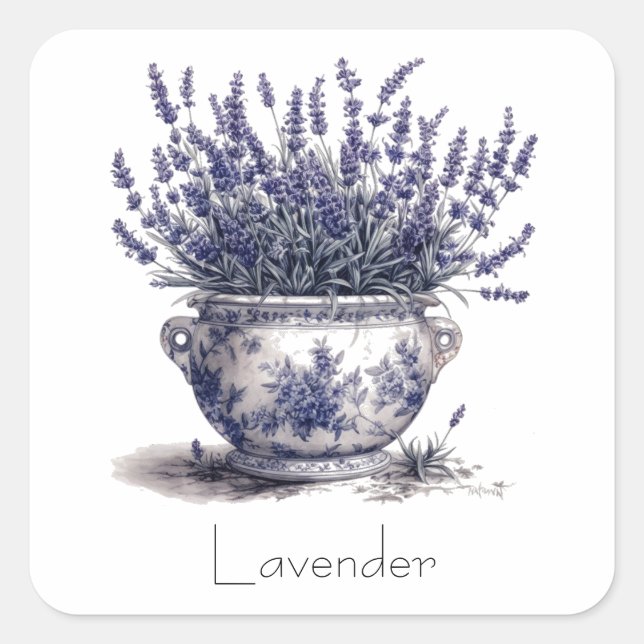 Adesivo Quadrado Lavanda no Azul Delft (Frente)