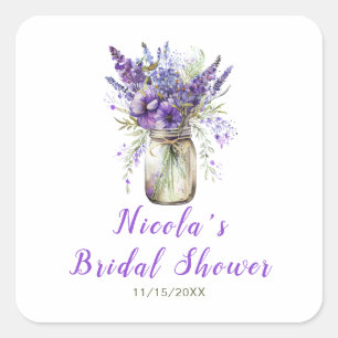 Adesivo Quadrado Lavanda No Fralde Bridal Shower 