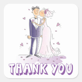 Adesivo Quadrado Lavanda Roxa Obrigado Noiva Casamento De Noite