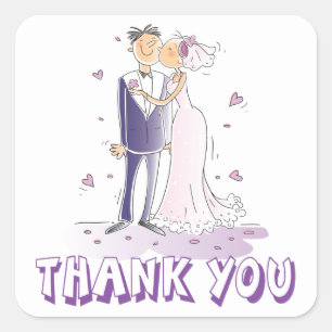 Adesivo Quadrado Lavanda Roxa Obrigado Noiva Casamento De Noite