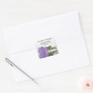 Adesivo Quadrado Lavanda Roxo Endereço de Retorno do Rosa Envelope