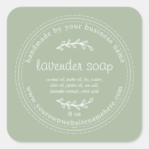 Adesivo Quadrado Lavanda Rustic Handmade Soap Laurel Green Classic