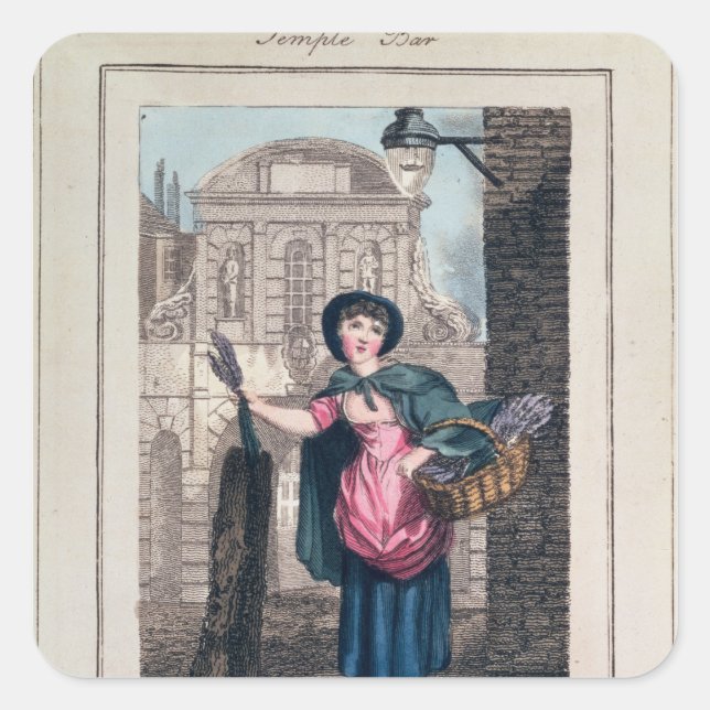 Adesivo Quadrado Lavanda, Temple Bar, de "Cries of London" (Frente)