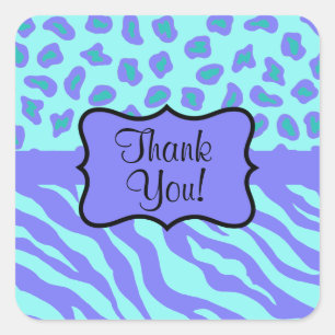 Adesivo Quadrado Lavanda Turquesa Zebra Leopard Skype Obrigado