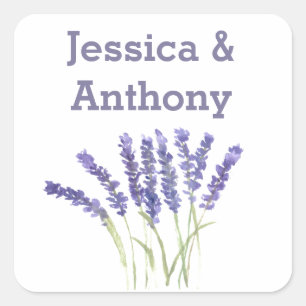 Adesivo Quadrado Lavandas flores aquarela herbáceas rústicas ruas q