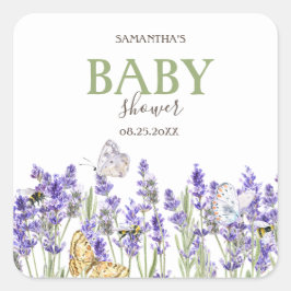 Adesivo Quadrado Lavander Borboletas Churrasco Botânico para Bebê