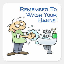 Adesivo Quadrado Lave seu desenho do Lembrete de Higiene