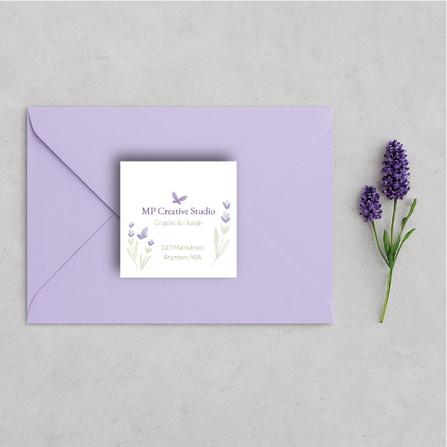 Adesivo Quadrado Lavender Business Branding (Criador carregado)