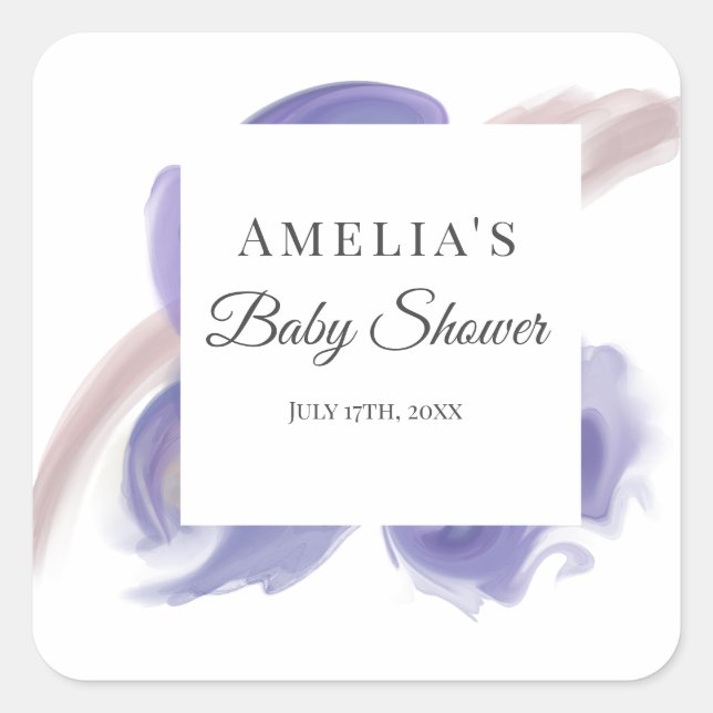 Adesivo Quadrado Lavender Watercolor Abstract Square Sticker (Frente)