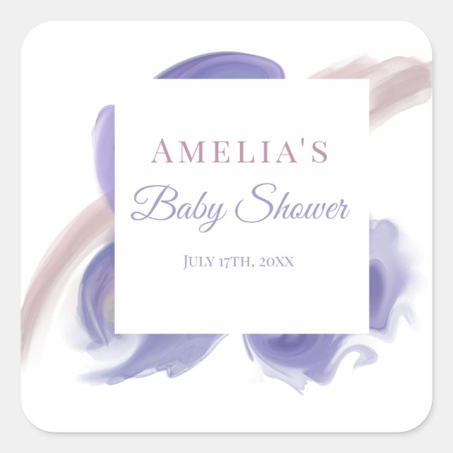 Adesivo Quadrado Lavender Watercolor Abstract Square Sticker (Frente)