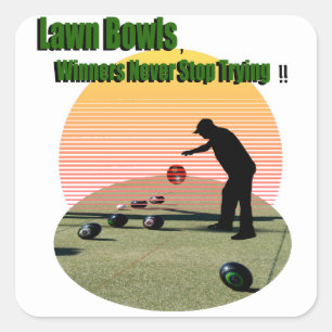 Adesivo Quadrado Lawn Bowls O Design dos vencedores, Stickers