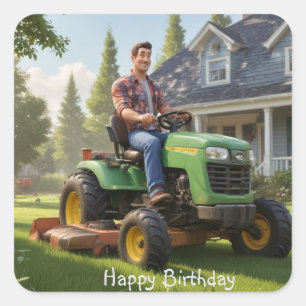 Adesivo Quadrado Lawnmower Man Birthday