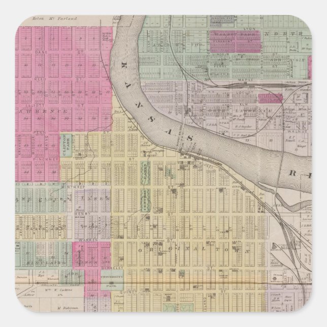 Adesivo Quadrado Lawrence, Kansas (Frente)