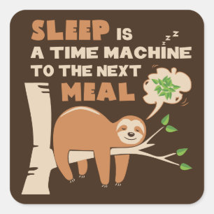 Adesivo Quadrado Lazybone Sloth que adora comer e deliciosa comida