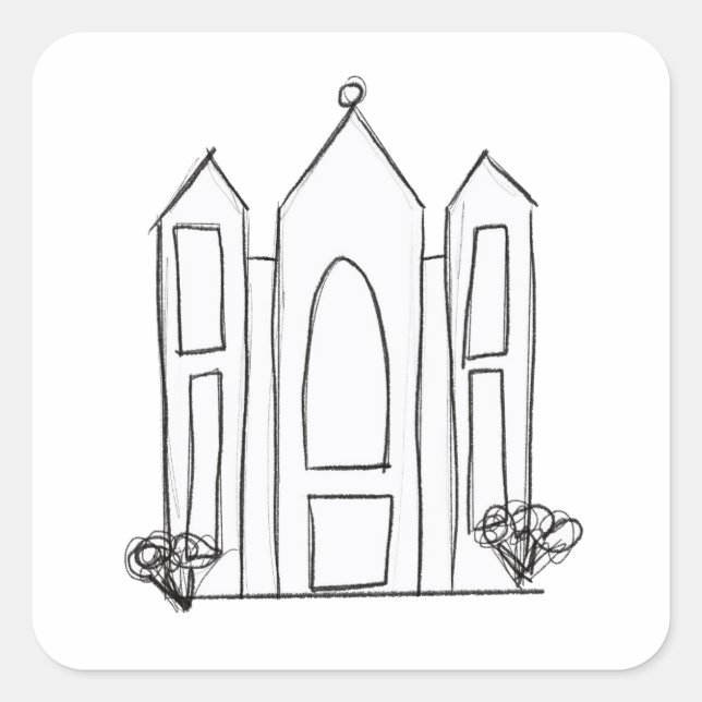 Adesivo Quadrado LDS Salt Lake City Temple simples mormon moderno (Frente)