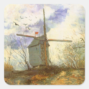 Adesivo Quadrado Le Moulin Galette por Vincent van Gogh, moinhos de
