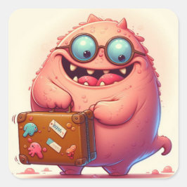 Adesivo Quadrado “Le p’tit monstre part en vacances“