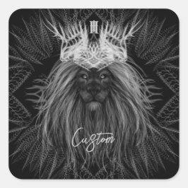 Adesivo Quadrado Leão com Monograma Coroa