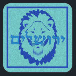Adesivo Quadrado Leão de Judah Sticker<br><div class="desc">Um adesivo quadrado com uma imagem texturizada de um Leão Real Azul e Turquesa da cabeça Judah na turquesa texturada. Fronteira azul real. Consulte confetti,  etiqueta e papel de empacotamento correspondentes. Veja toda a coleção do Chanucá Sticker na categoria CARDS & STICKERS na seção HOLIDAYS.</div>