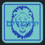 Adesivo Quadrado Leão de Judah Sticker<br><div class="desc">Um adesivo quadrado com uma imagem texturizada de um Leão Real Azul e Turquesa da cabeça Judah na turquesa texturada. Fronteira azul real. Consulte confetti,  etiqueta e papel de embalagem correspondentes. Veja toda a coleção do Chanucá Sticker na categoria CARDS & STICKERS na seção HOLIDAYS.</div>