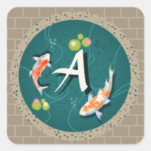 Adesivo Quadrado Leão de Peixe Koi Japonês Realista Verde