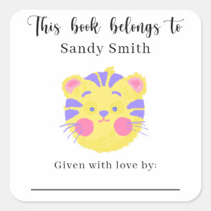 Adesivo Quadrado Leão - Este livro pertence a com mensagem