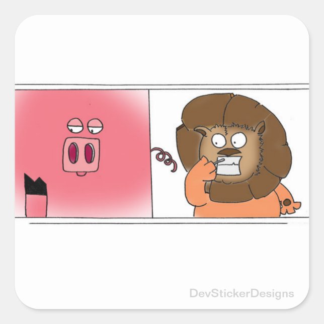 Adesivo Quadrado Leão faminto (Frente)