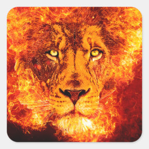 Adesivo Quadrado Leão Flamejante de Judah