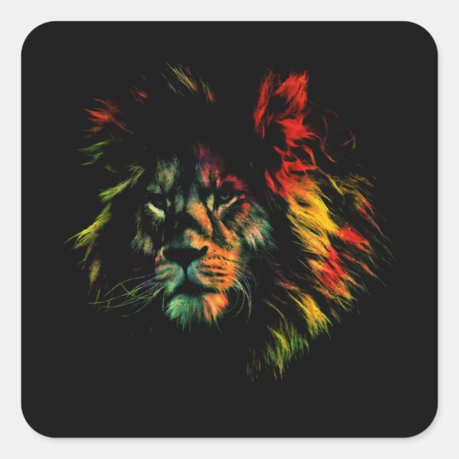 Adesivo Quadrado Leão Rasta (Frente)