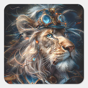 Adesivo Quadrado Leão Steampunk