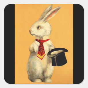 Adesivo Quadrado Lebre mágica do coelho do hat-trick de Anthro do