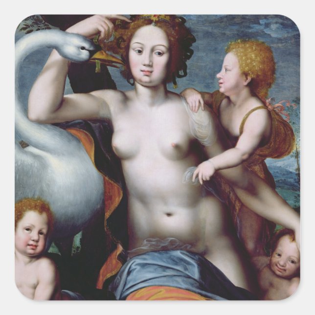 Adesivo Quadrado Leda e o Cisne (Frente)