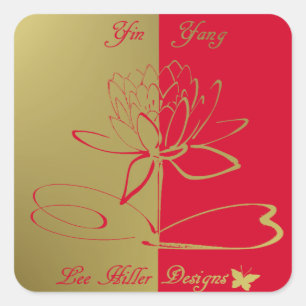 Adesivo Quadrado Lee Hiller Designs Logo Accents Dourado Vermelho