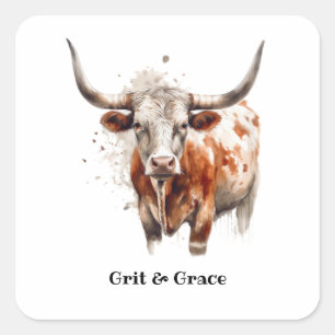 Adesivo Quadrado Legado do Longhorn, personalizado  