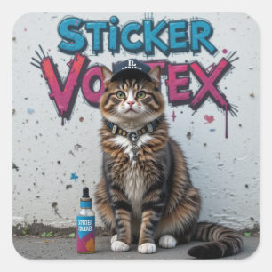 Adesivo Quadrado Legal Cat Urban Street Art Sticker - Sticker Vorte