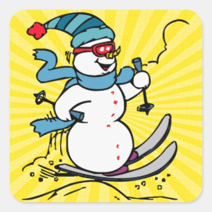 Adesivo Quadrado Legal esqui de Snowman amantes de esqui esport