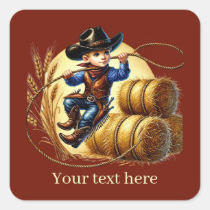 Adesivo Quadrado Legal Garotos Cowboy adicionam texto