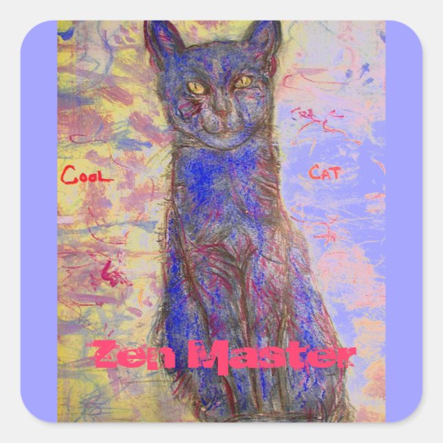 Adesivo Quadrado legal gato zen master (Frente)