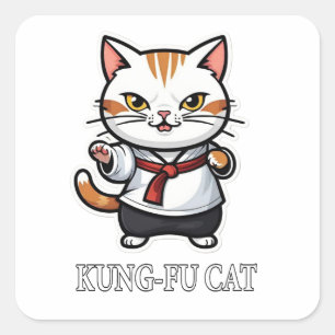 Adesivo Quadrado Legal Kung-Fu Cat Sticker