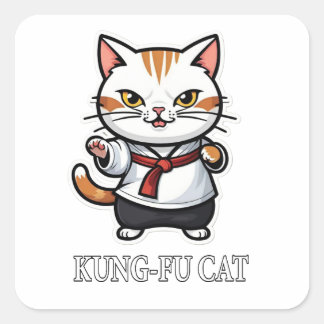 Adesivo Quadrado Legal Kung-Fu Cat Sticker