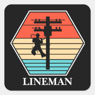 Adesivo Quadrado Legal Lineman Vintage Sunset
