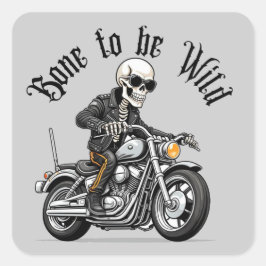 Adesivo Quadrado Legal Osso do Esqueleto para ser selvagem dirigind